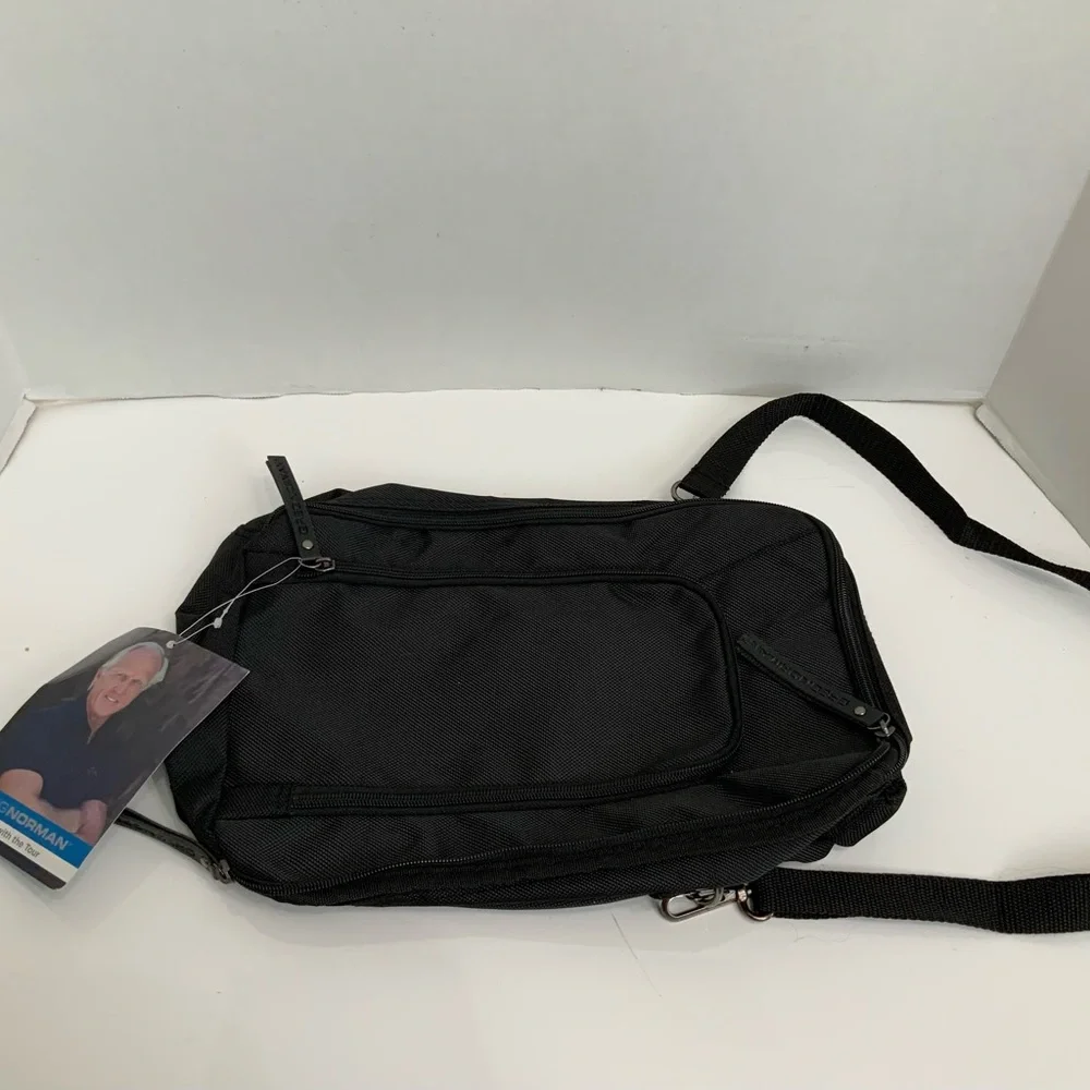 NWT Greg Norman Black Nylon Multi Zipper Pocket Travel Bag Toiletry‎ Golf
